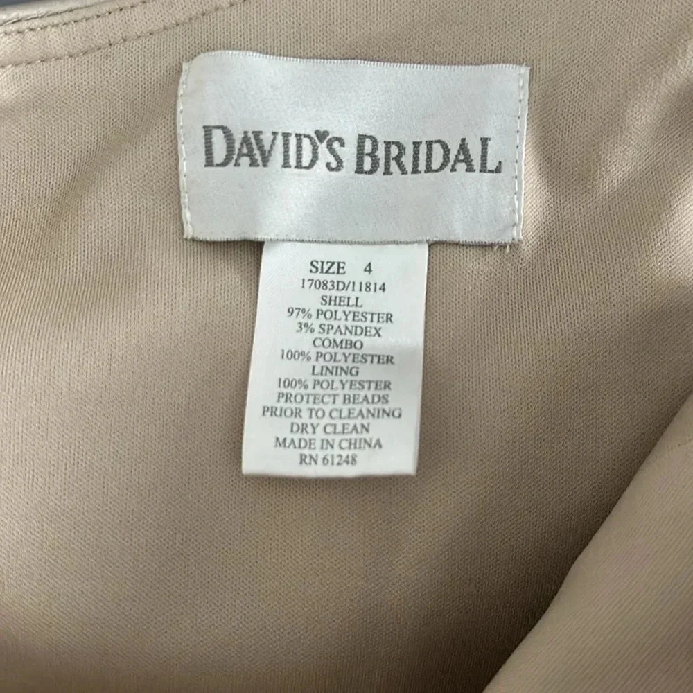 NWT David's Bridal Champagne One Shoulder Party Dress Sz 4 - Picture 7 of 7